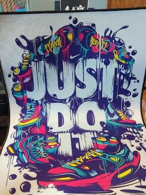 Nike Multicolor Teal Pink Yellow Graphic Rug